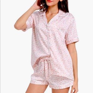 Short Sleeve Button Down Satin Pajama Set